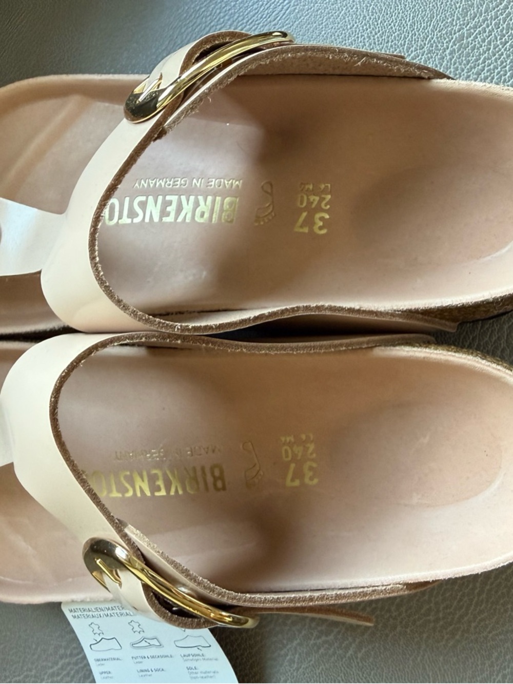 Birkenstock Gizeh Thong Sandals in Pale Pink with Gold Large Buckle 37 wide - Picture 3 of 4